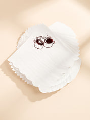 Spill The Beans Scalloped Coffee Paper Beverage Napkin - Set of 20