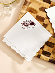 Spill The Beans Scalloped Coffee Paper Beverage Napkin - Set of 20