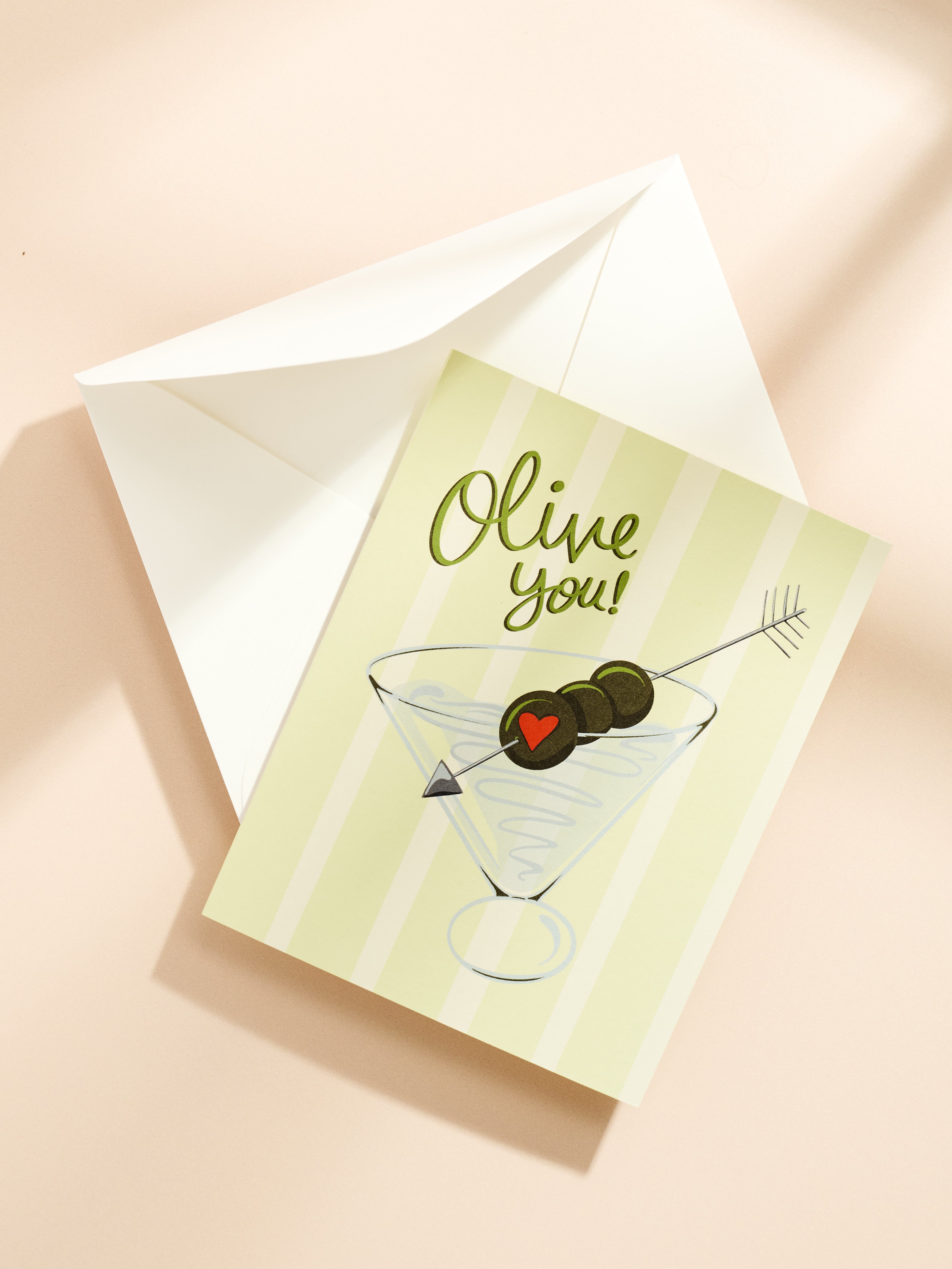 Olive You Martini Folded A2 Greeting Card