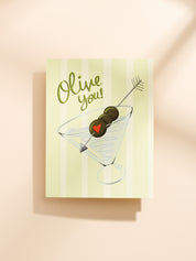 Olive You Martini Folded A2 Greeting Card