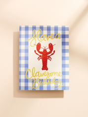 Have a Clawsome Birthday Lobster Gingham Folded A2 Greeting Card