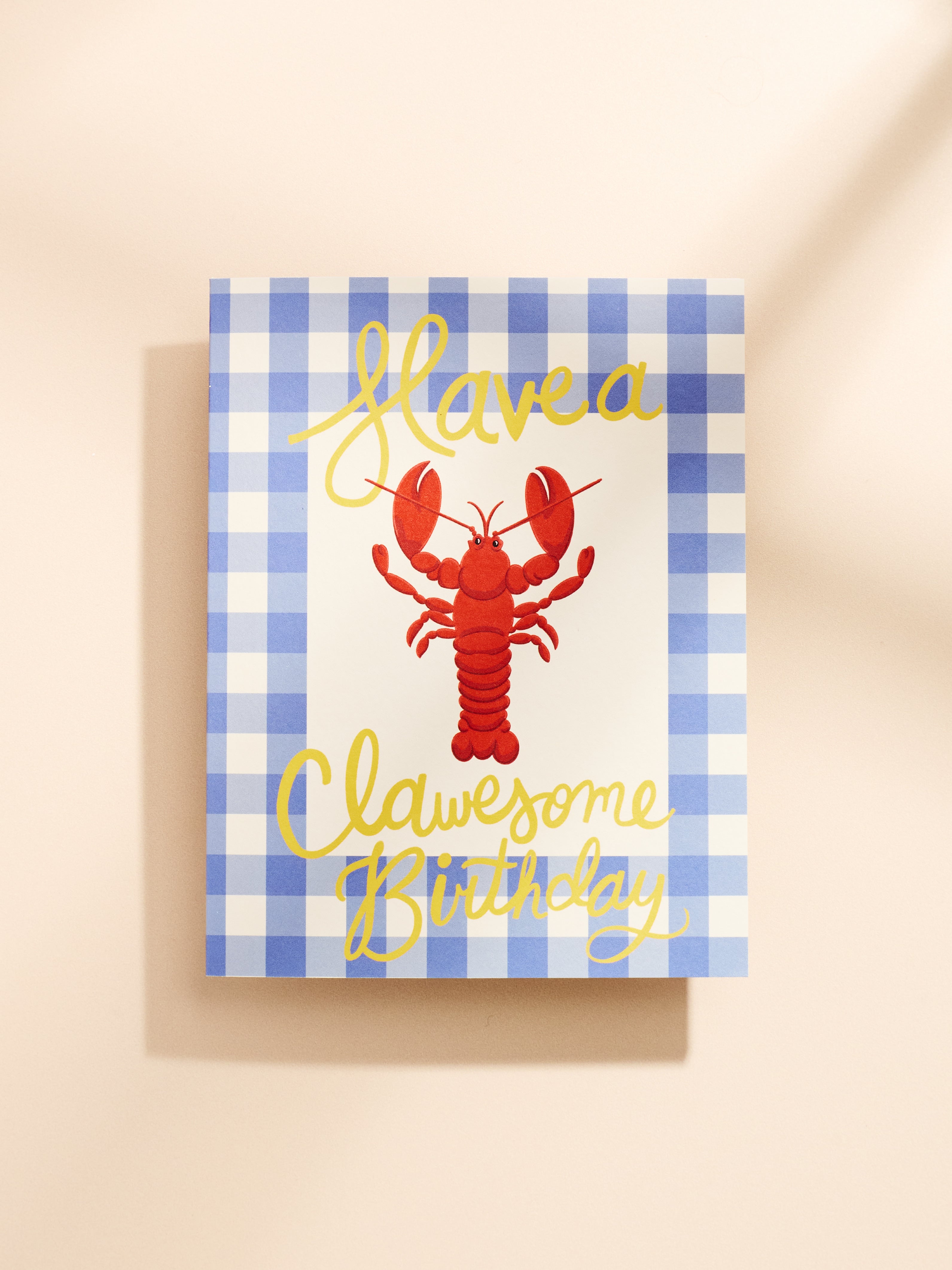 Have a Clawsome Birthday Lobster Gingham Folded A2 Greeting Card