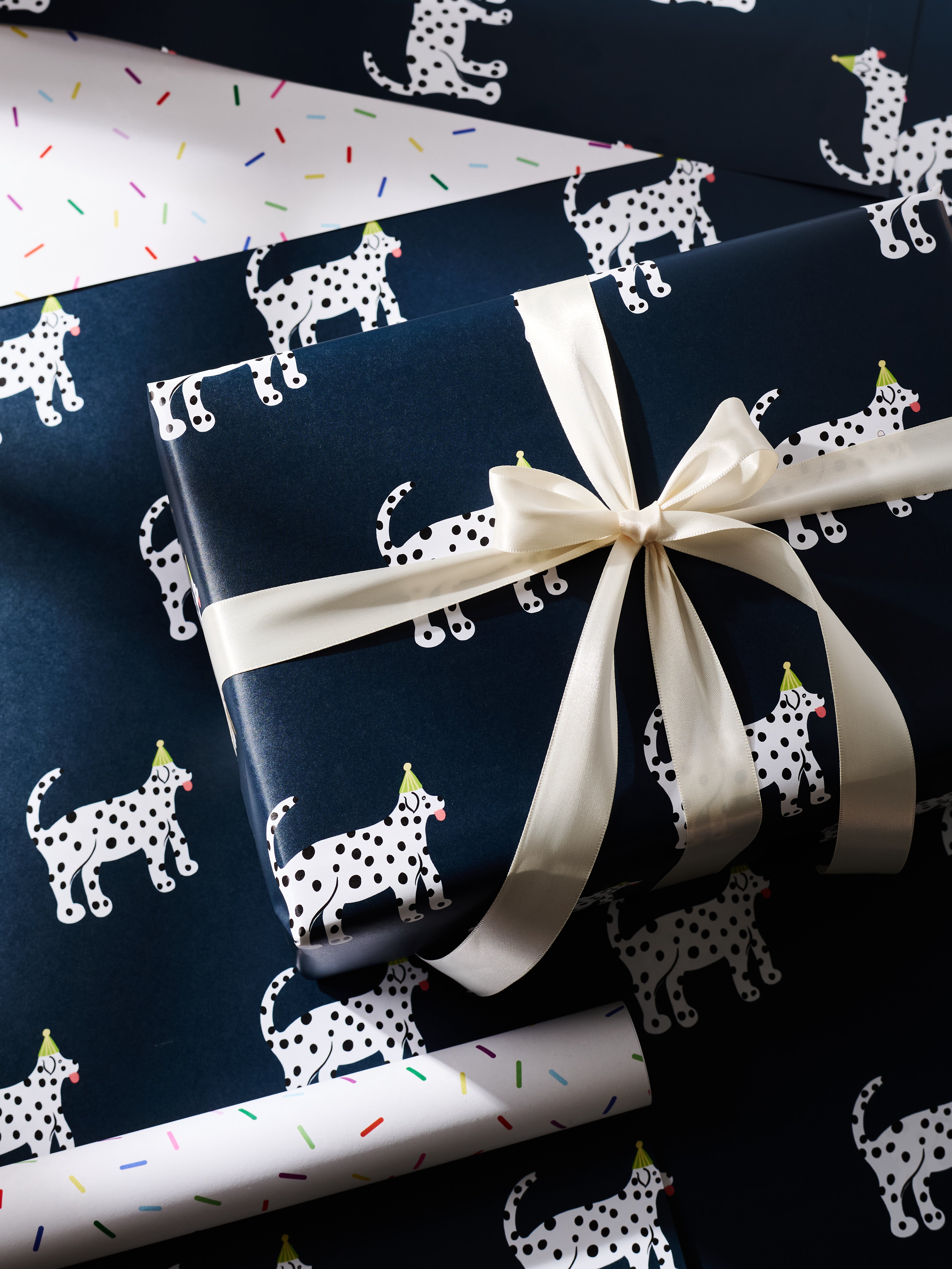 Party Dalmatian and Funfetti Sprinkles Birthday Double Sided Gift Wrap | Set of 3 Sheets