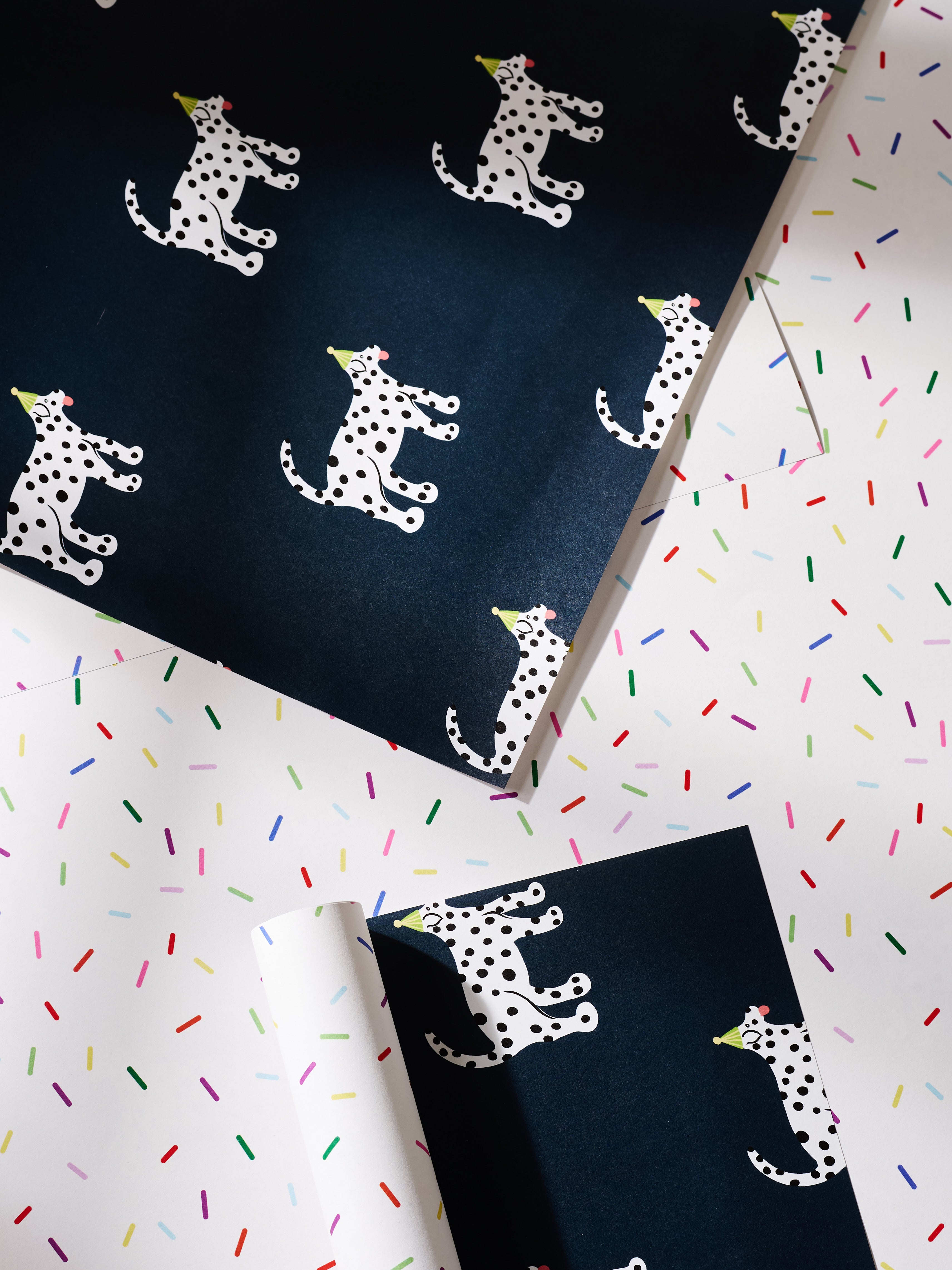 Party Dalmatian and Funfetti Sprinkles Birthday Double Sided Gift Wrap | Set of 3 Sheets