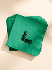 Green Alligator Paper Beverage Napkin - Set of 20