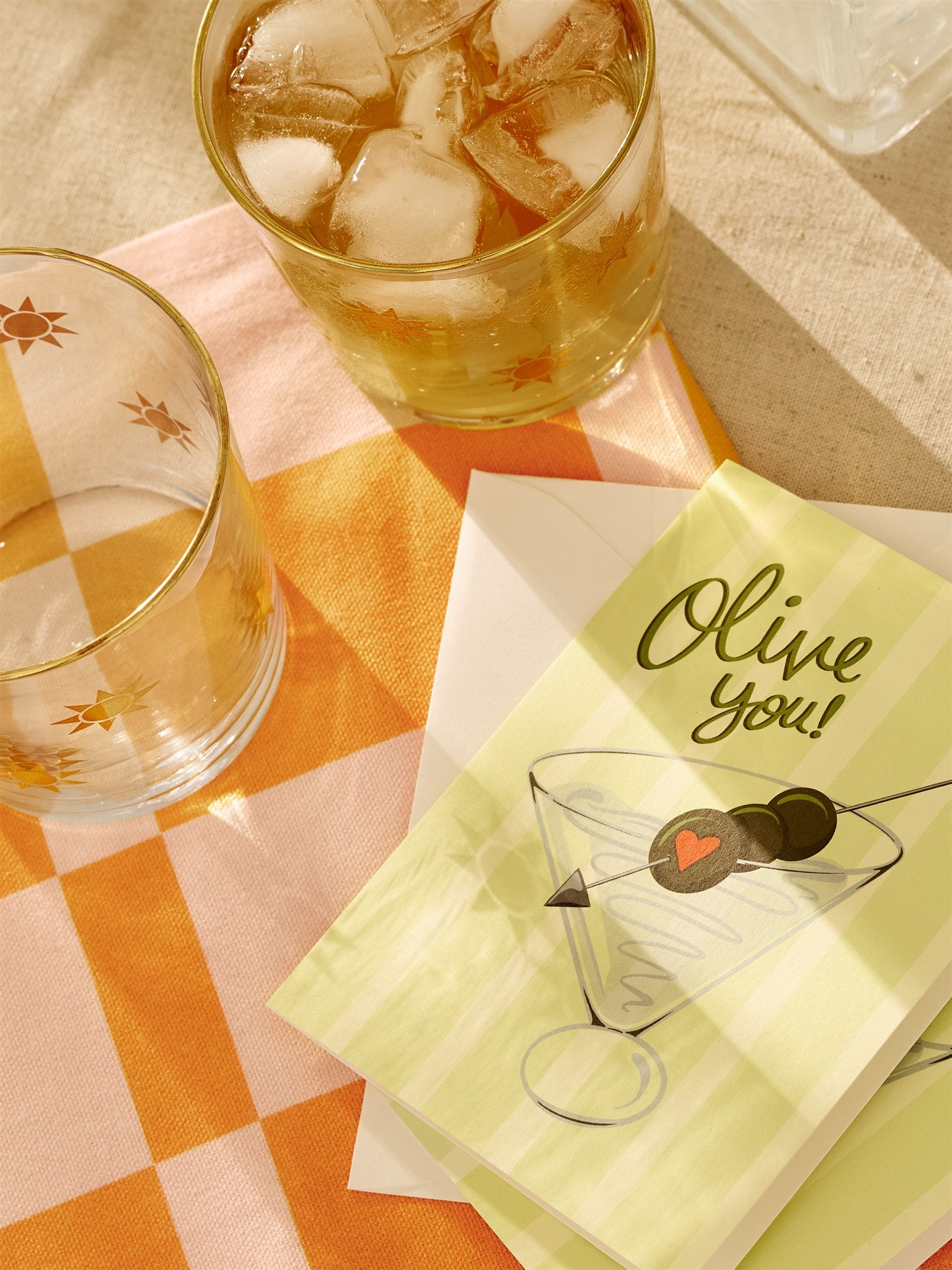 Olive You Martini Folded A2 Greeting Card