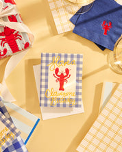 Have a Clawsome Birthday Lobster Gingham Folded A2 Greeting Card