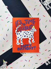 Time To Celebrate Dalmatian Birthday Folded A2 Greeting Card