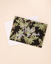 Oak leaves and acorns illustrated foil printed thank you note