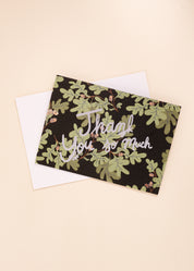 Oak Leaves Foil Printed 4 Bar Folded Thank You Note - Single