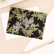 Oak Leaves Foil Printed 4 Bar Folded Thank You Note - Single
