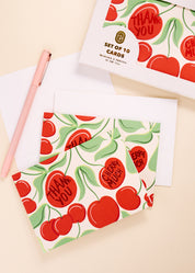 Thank You Cherry Much Foil Printed 4 Bar Folded Card - Set of 10