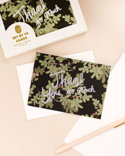 Oak Leaves Foil Printed 4 Bar Folded Thank You Note - Single