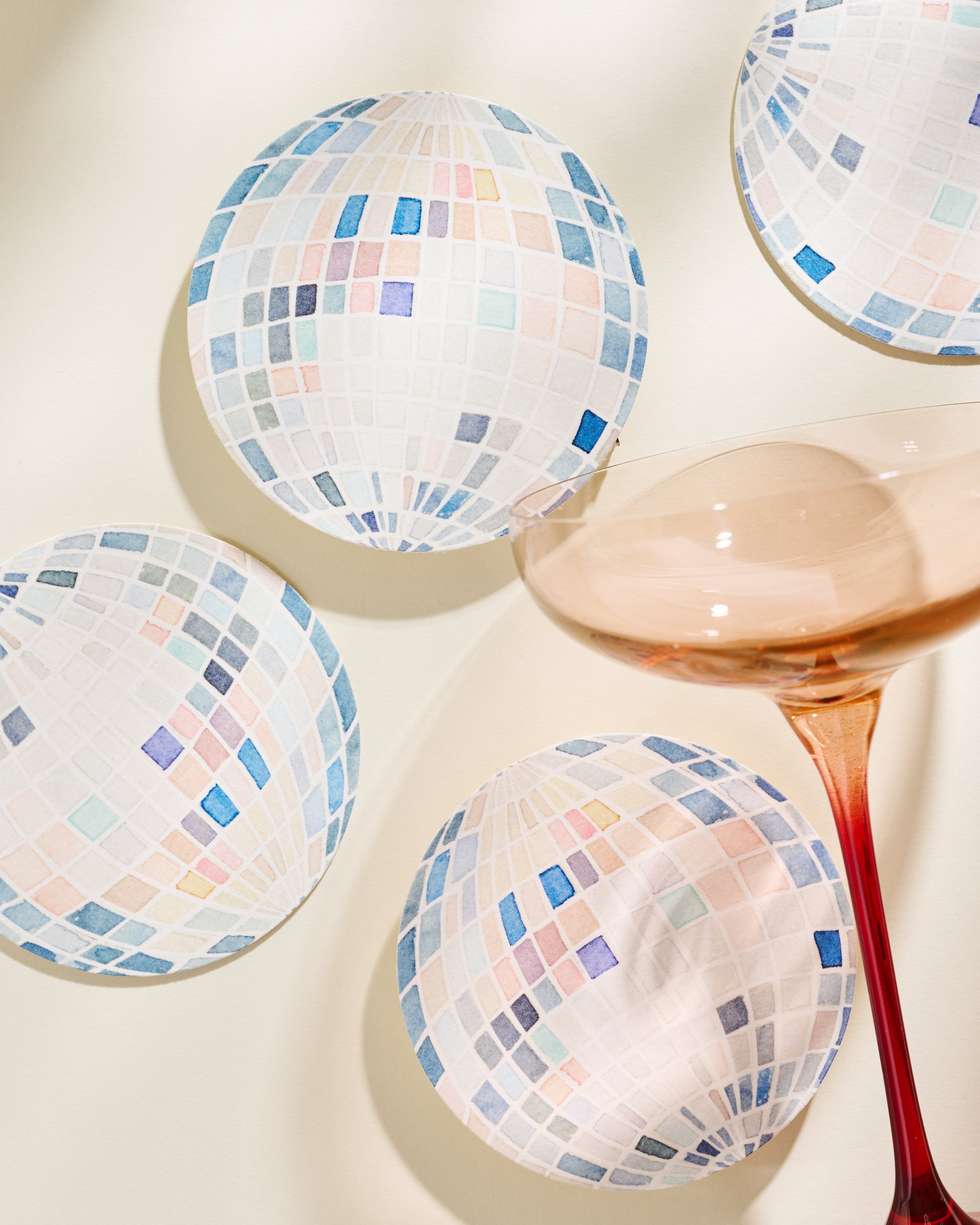 Mirror ball disco illustrated coaster