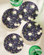 Swan pond illustrated coaster, set of four