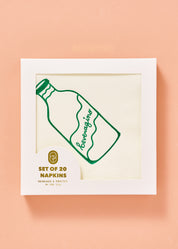 Beveragino Green and White Cocktail Paper Beverage Napkins - Set of 20
