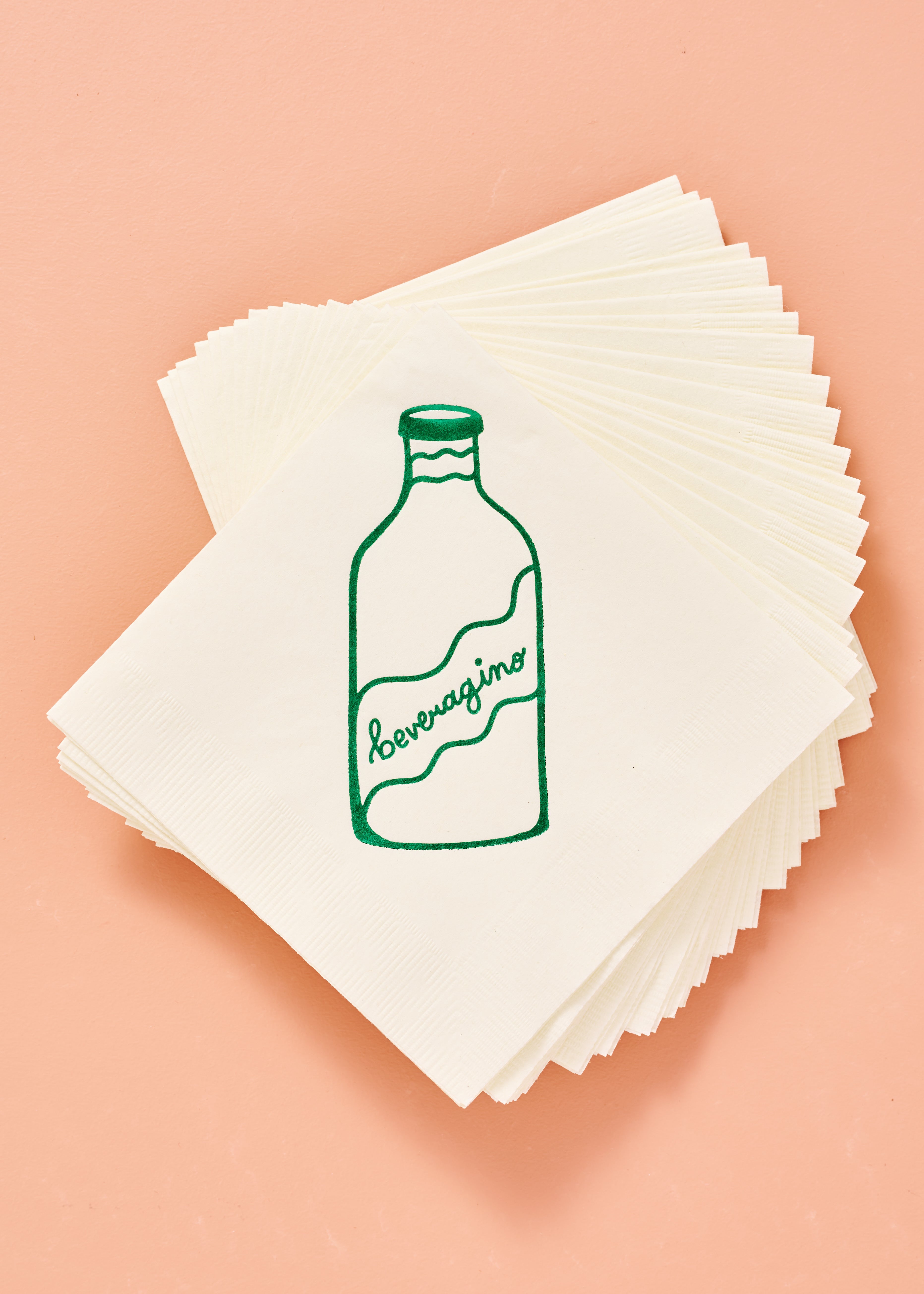 Beveragino Green and White Cocktail Paper Beverage Napkins - Set of 20