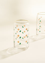 Umbrella Drink Gold Rimmed Soda Can Glass