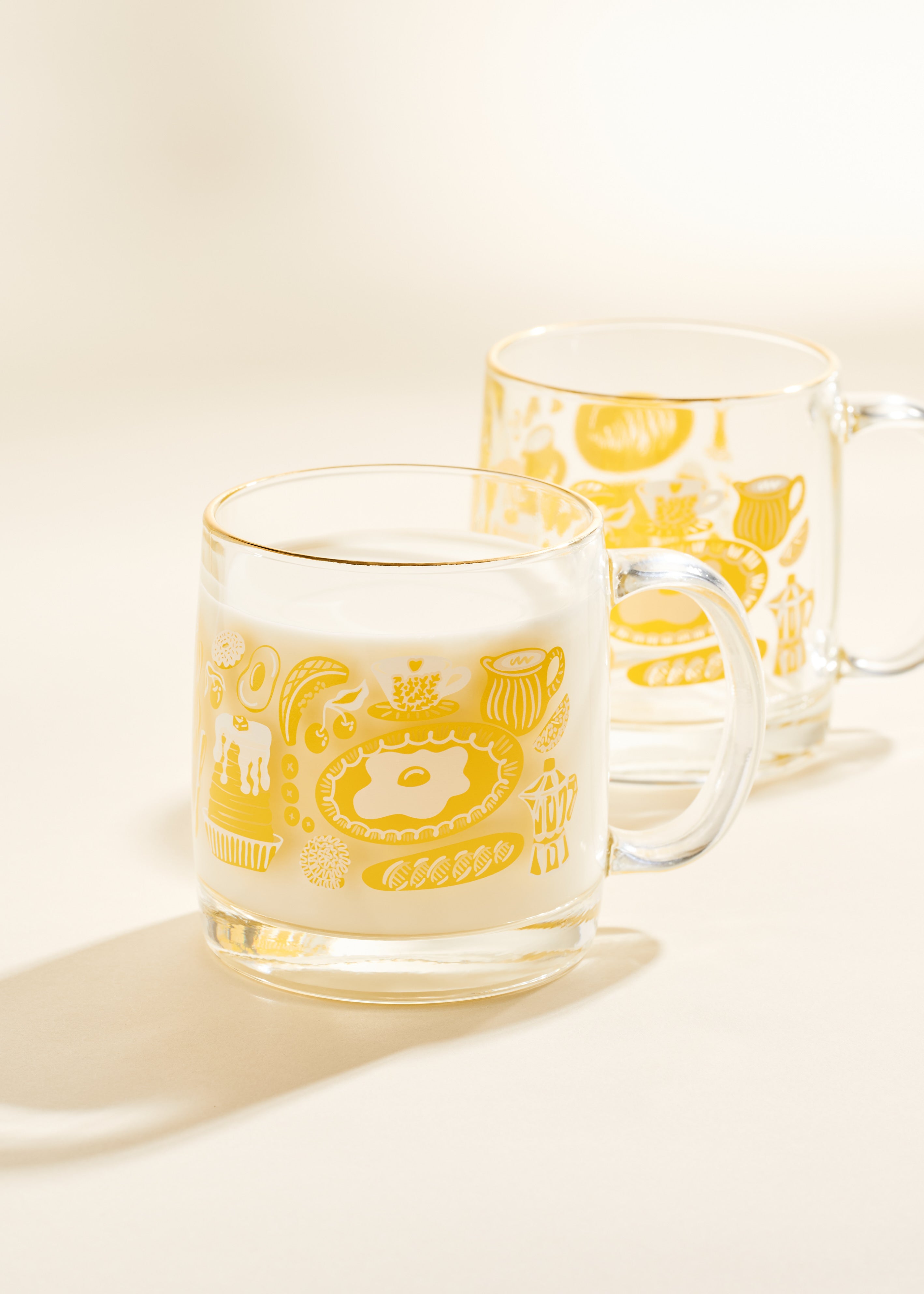 Brunch At Home Illustrated Glass Coffee Mug