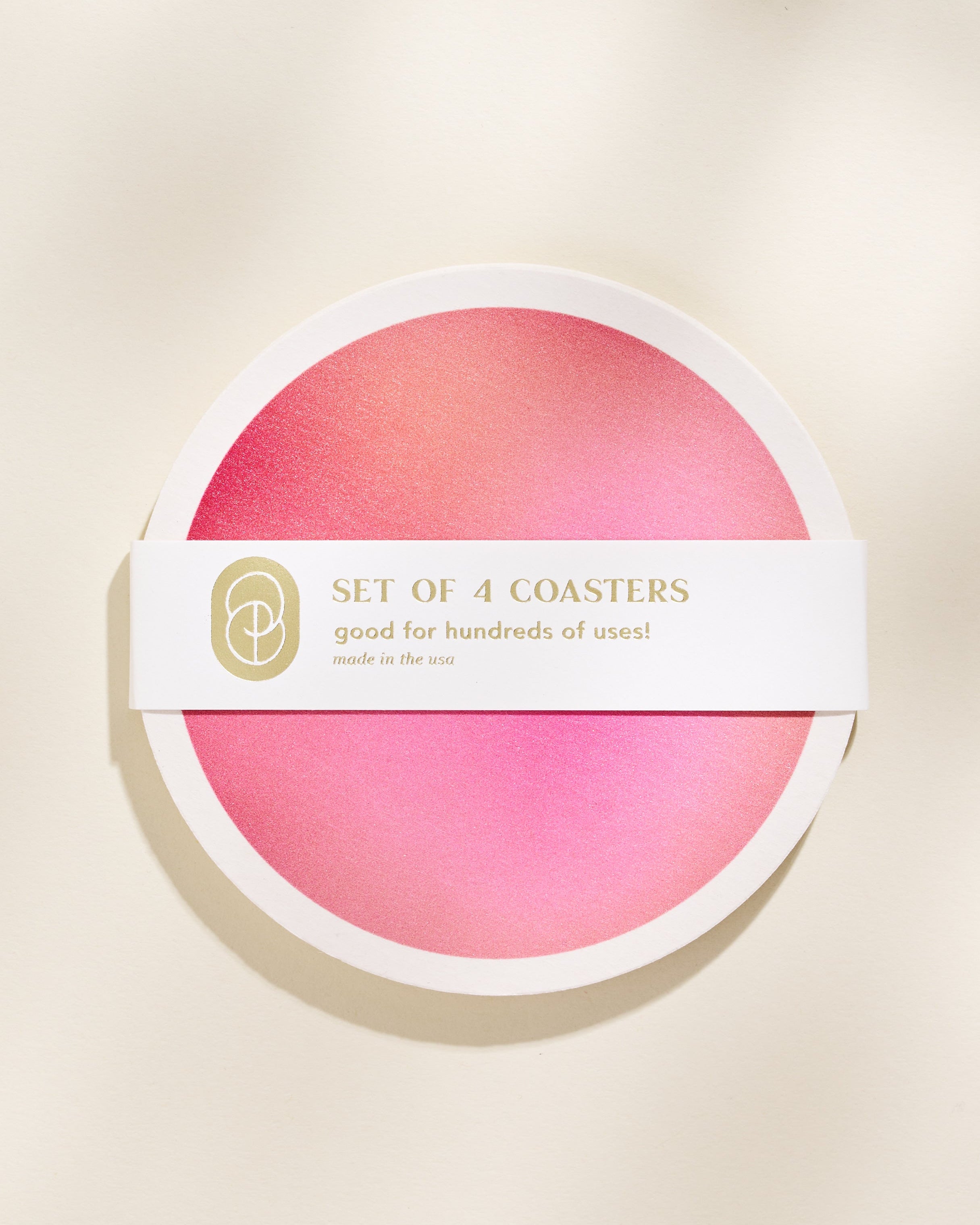 Vaporwave pink gradient coaster, set of four