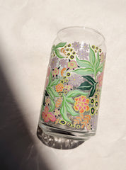 Blossom Pop Floral 16 Oz Soda Can Glass