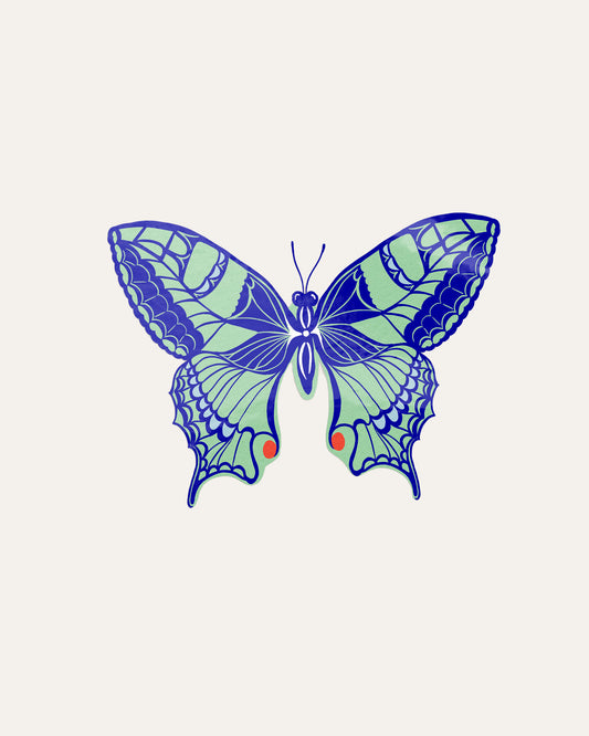 Blue Butterfly Clear Sticker