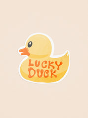 Lucky Duck Rubber Ducky Illustrated Sticker