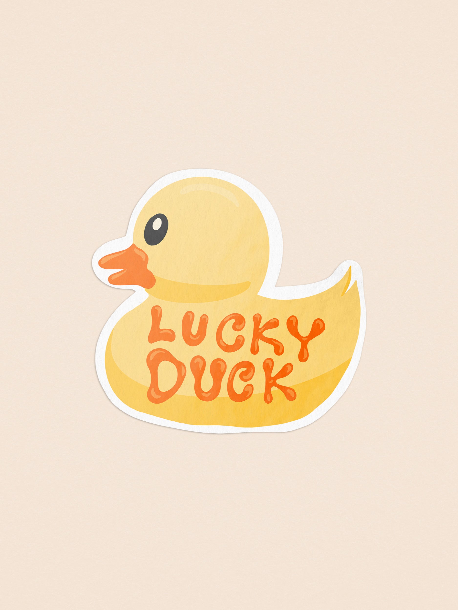Lucky Duck Rubber Ducky Illustrated Sticker