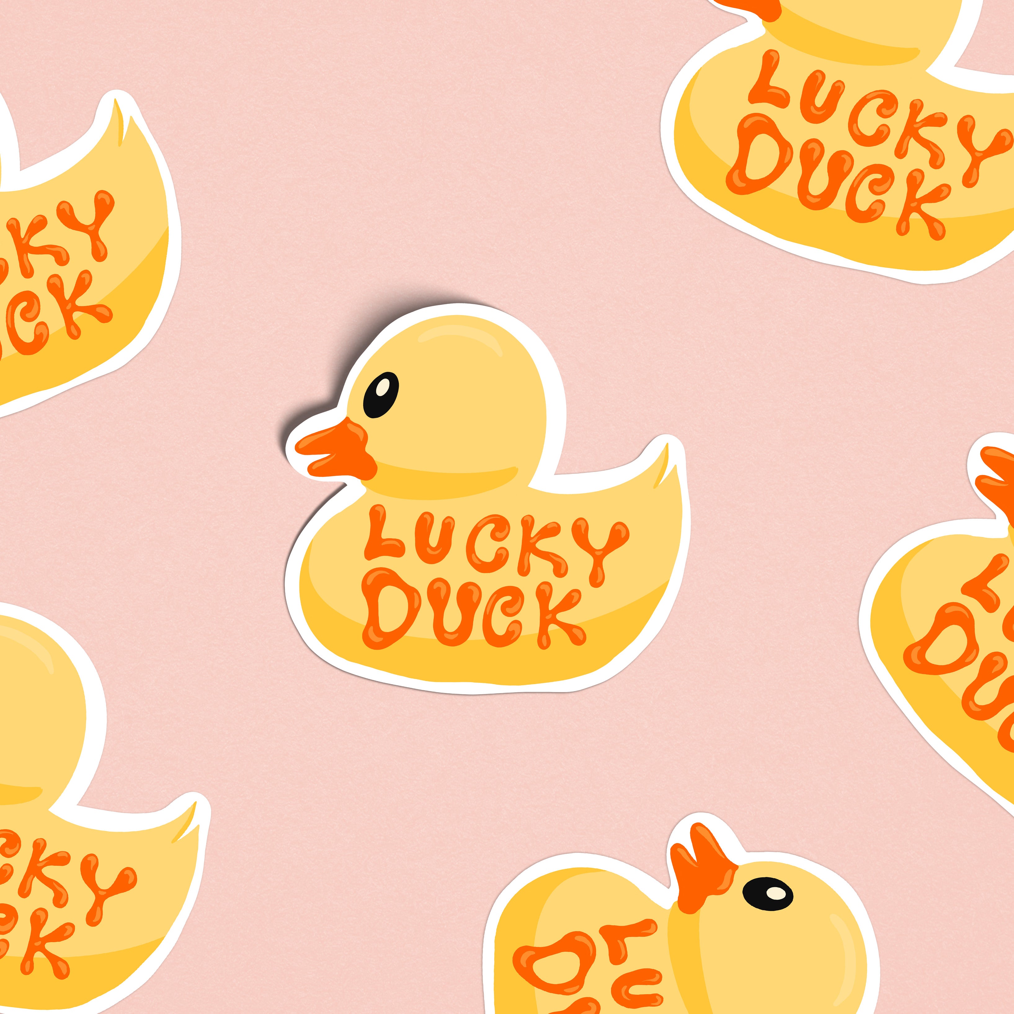 Lucky Duck Rubber Ducky Illustrated Sticker
