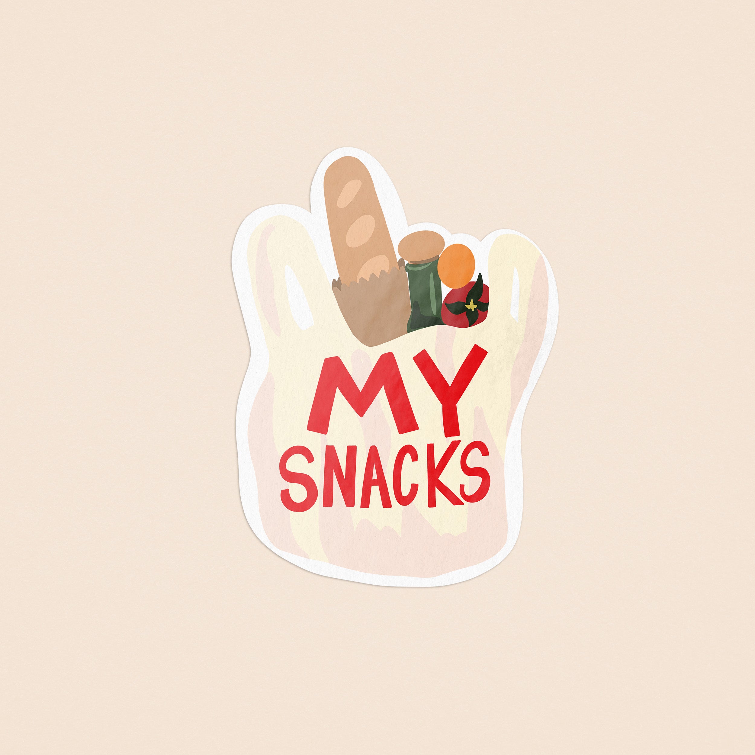My Snacks Shopping Bag Illustrated Sticker