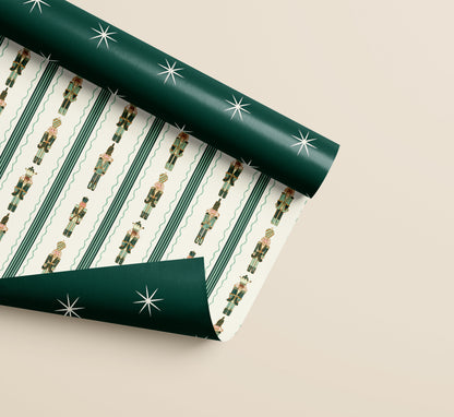 Nutcracker Stripe and Stars Double Sided Gift Wrap | Set of 3 Sheets