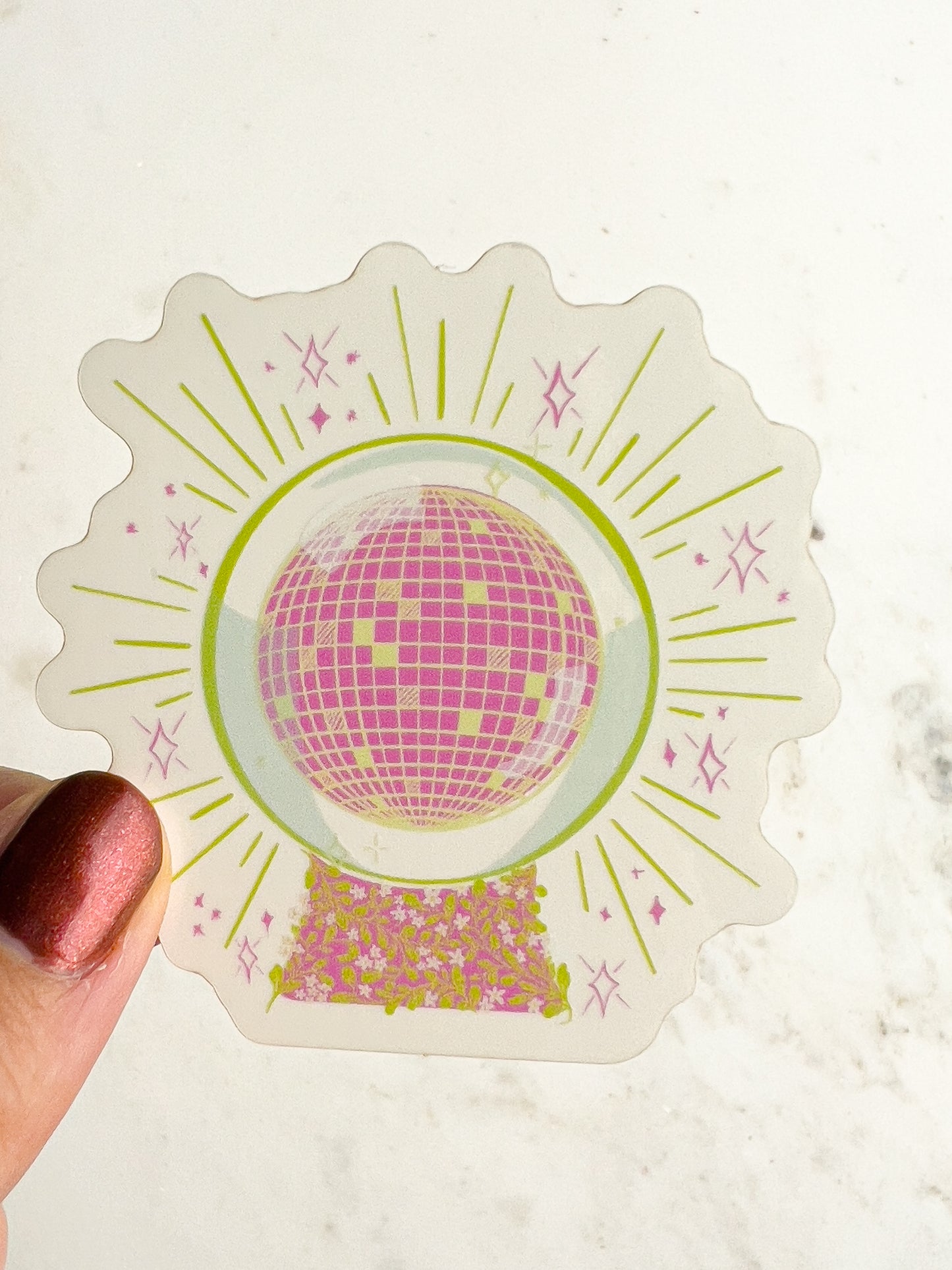 Disco Vision Crystal Ball Transparent Halloween Sticker