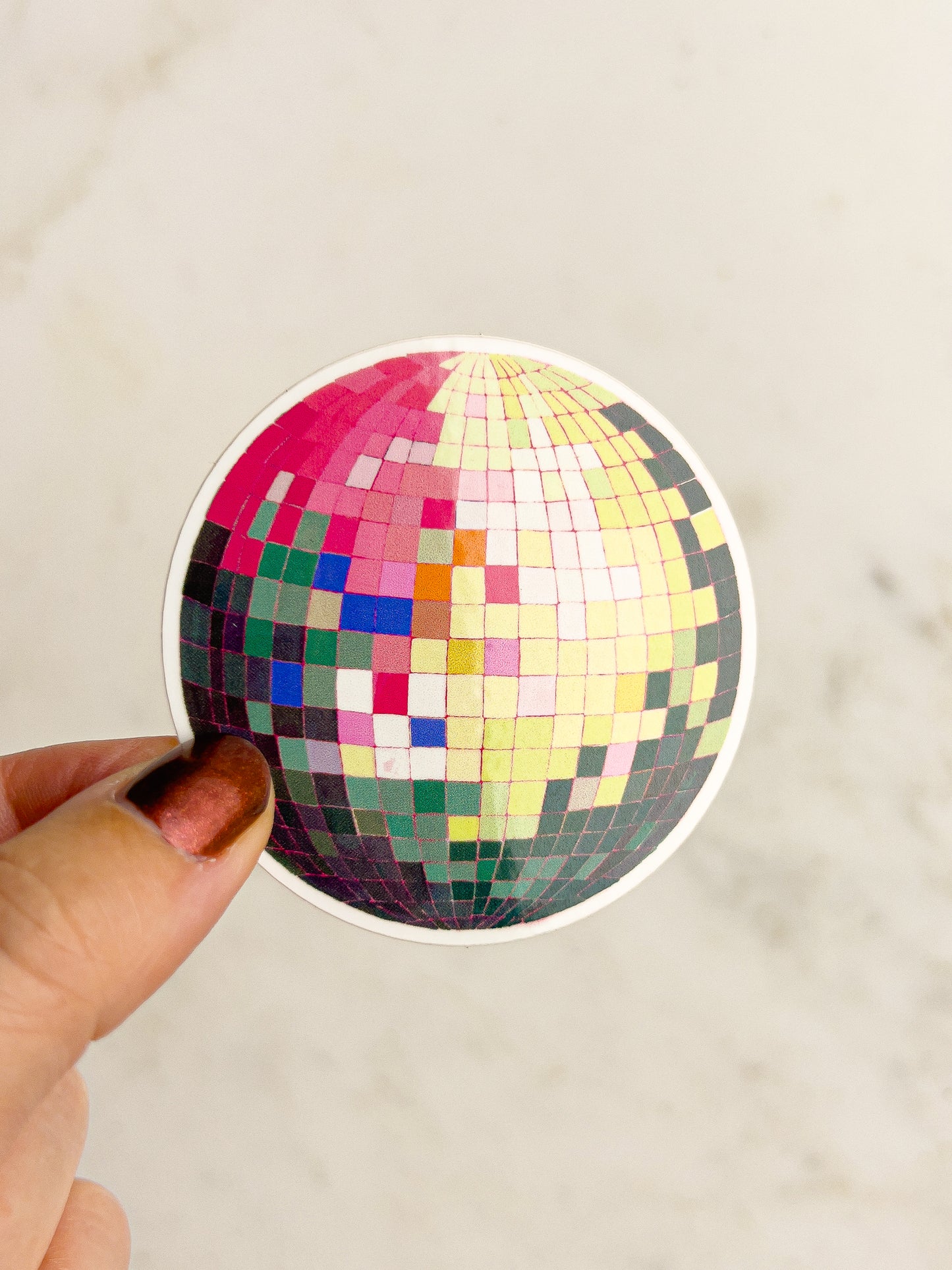 Pink and Green Disco Ball Sticker