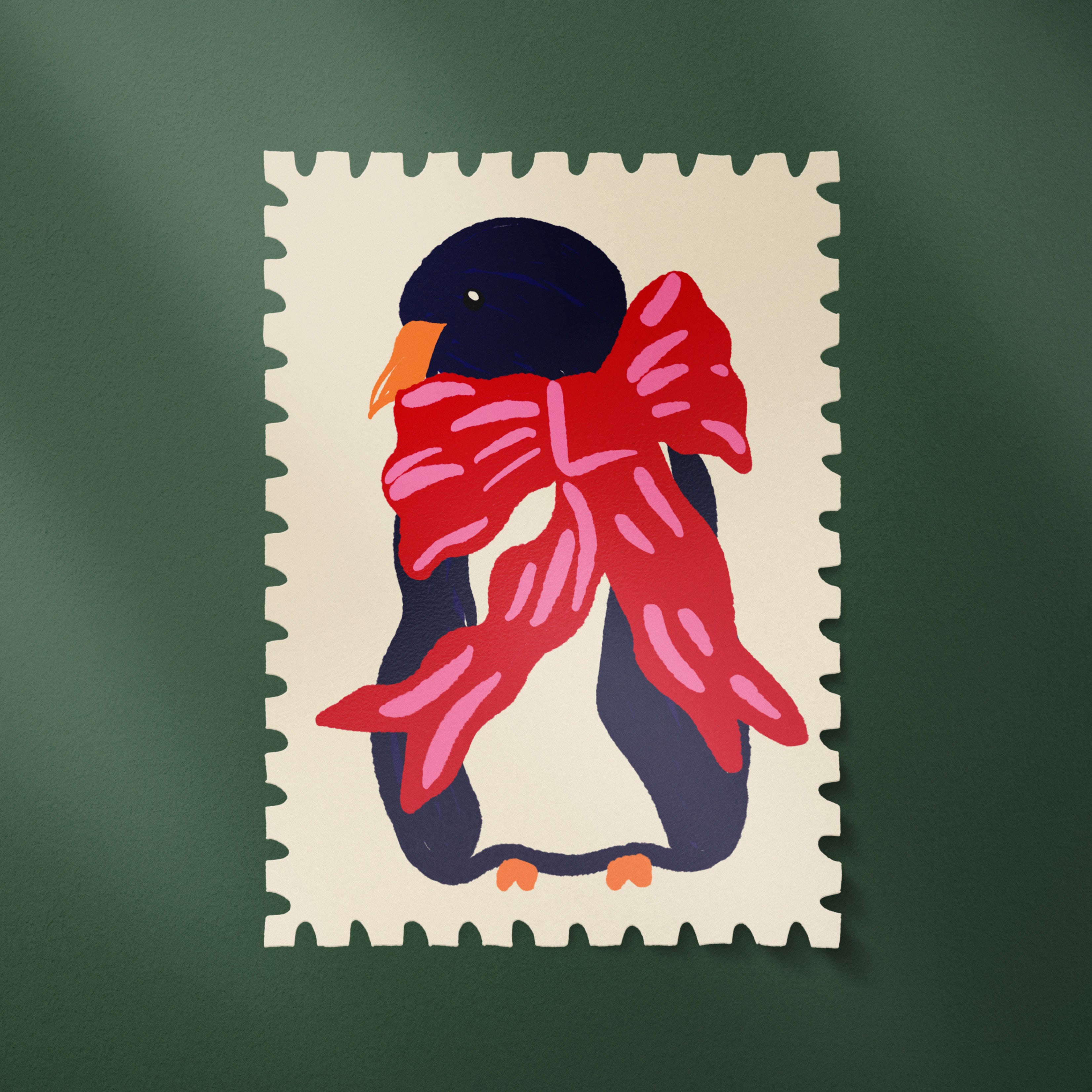 Penguin with a Bow Stamp Sticker