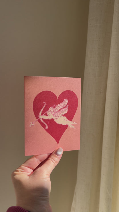 Cupid Valentine's Heart Folded A2 Greeting Card