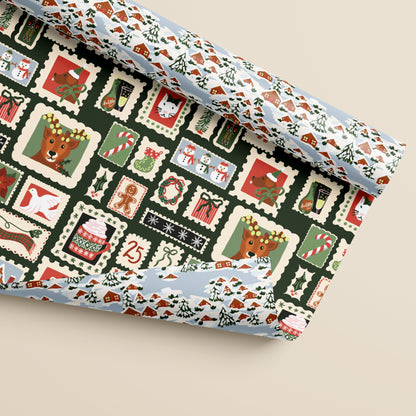 North Pole Post and Cozy Alpine Village Double Sided Gift Wrap | Set of Three Sheets