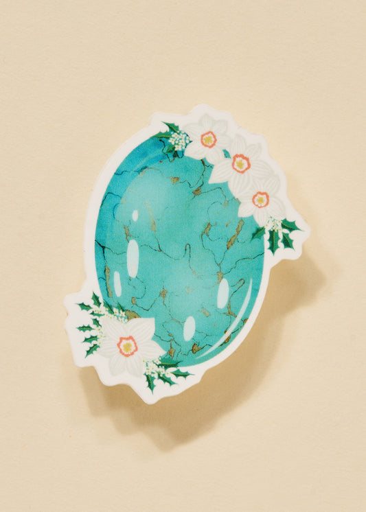 Turquoise Floral Gemstone Sticker