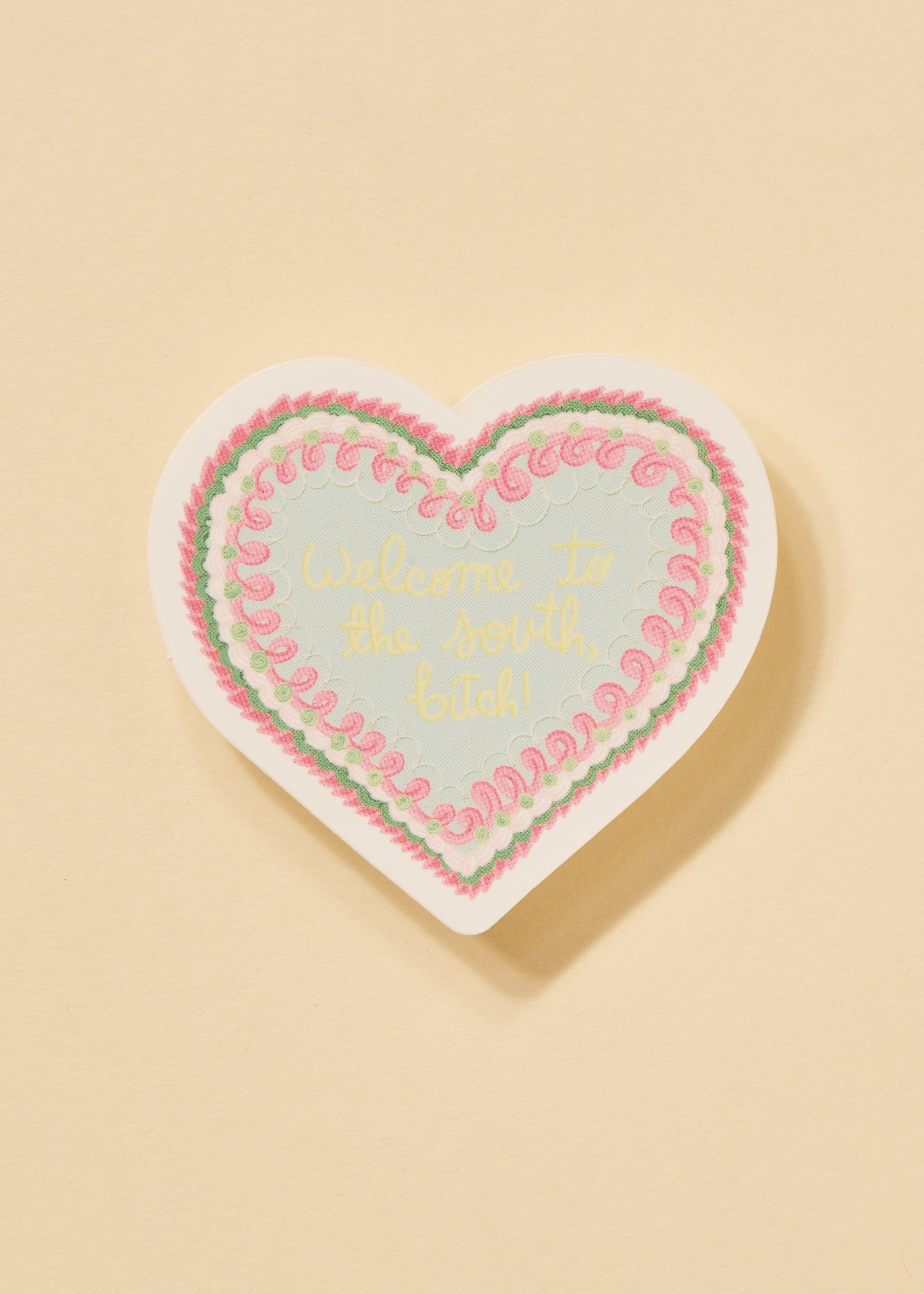 Welcome To The South Blue Heart Vintage Cake Sticker