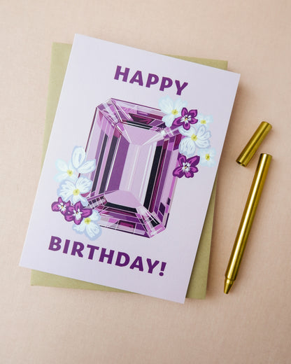 February Birthstone Birthday Card