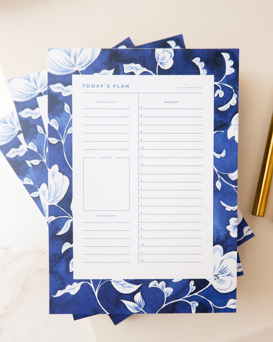 Elegant Blue Daily Planner Notepad