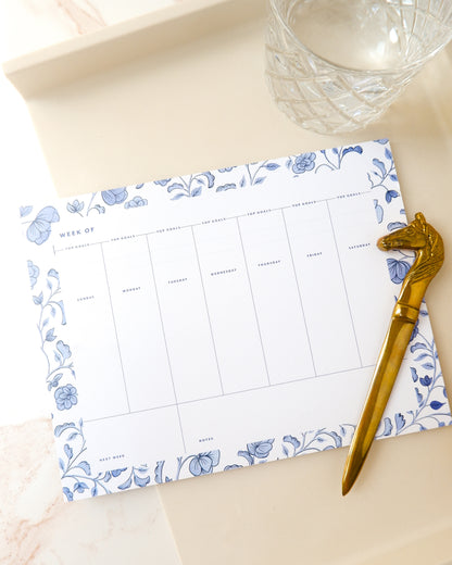 Elegant Blue Weekly Planner Notepad