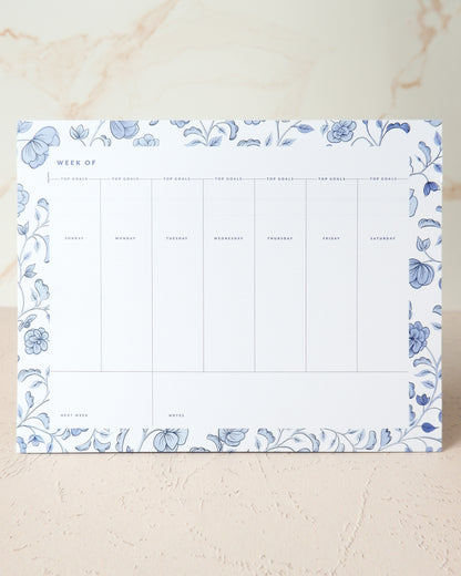 Elegant Blue Weekly Planner Notepad