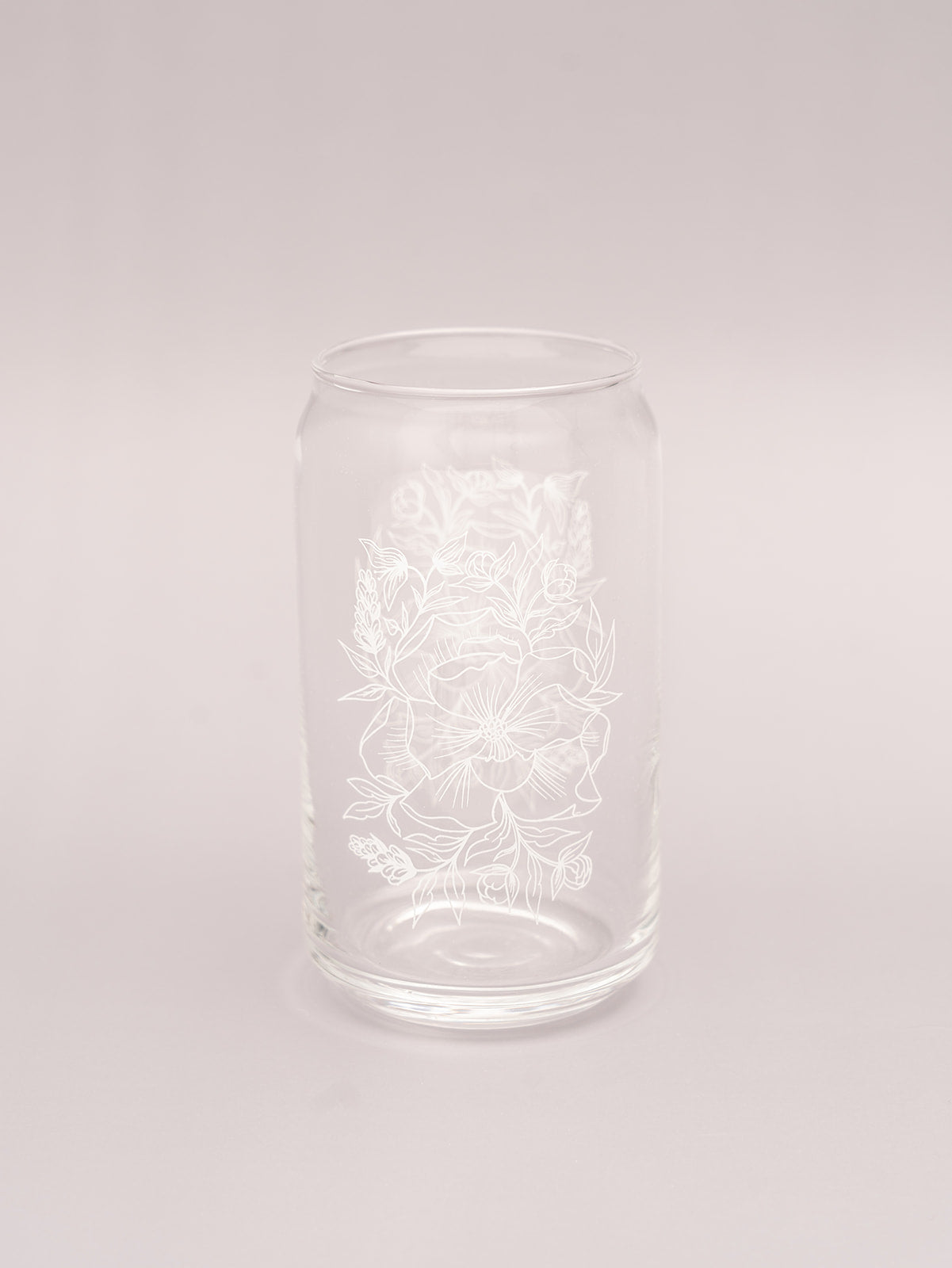 white peony design floral soda can glass