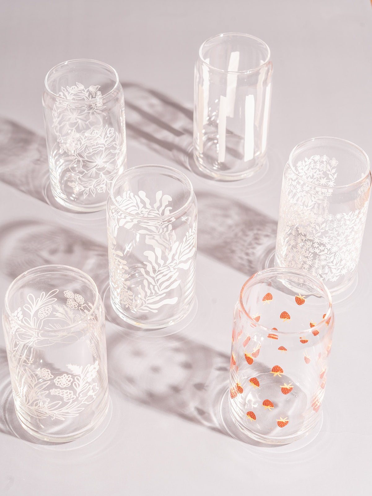 hand drawn striped soda can glass