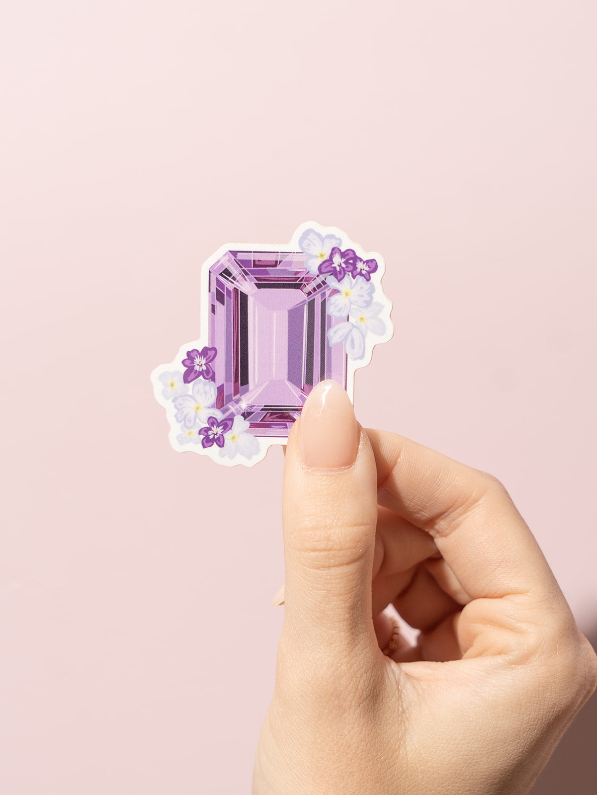 amethyst gemstone birthstone floral sticker