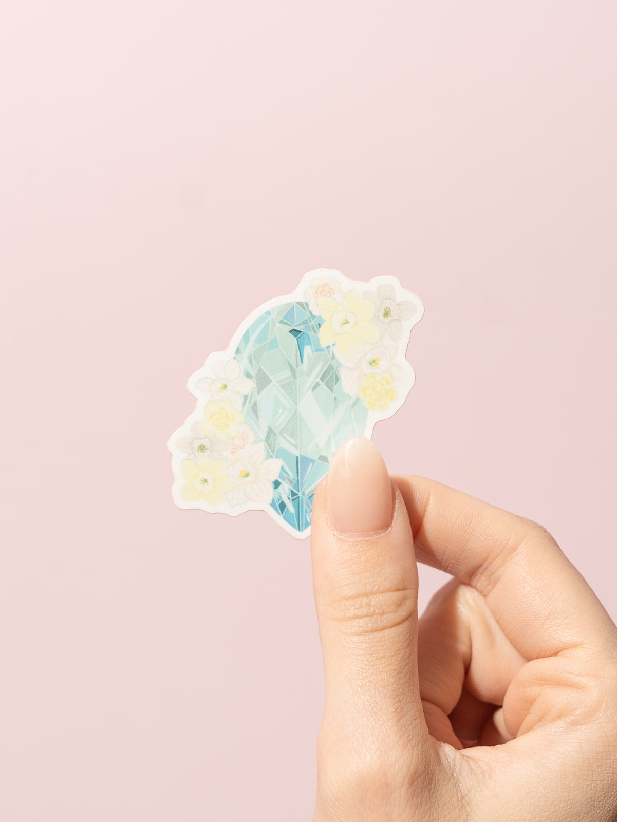 aquamarine gemstone birthstone floral sticker