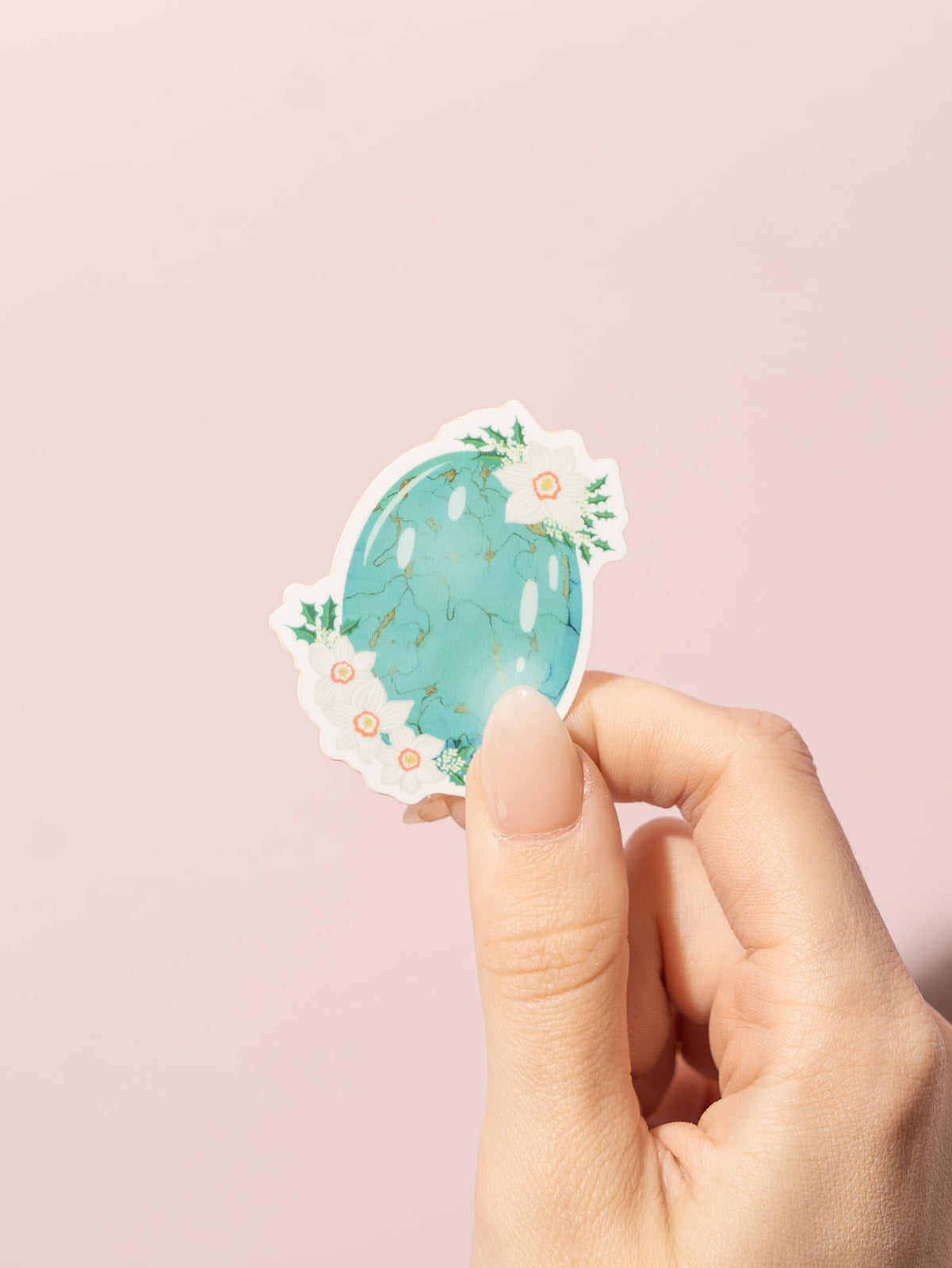 turquoise gemstone birthstone floral sticker
