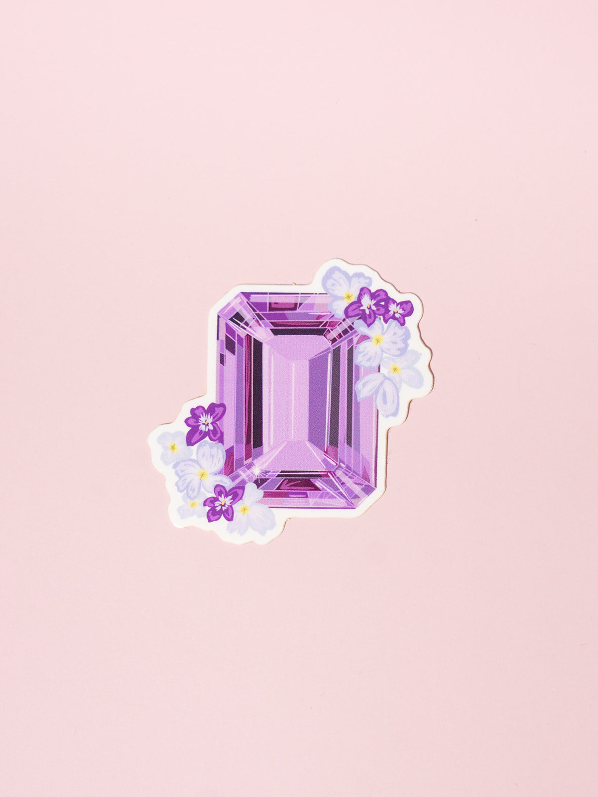 amethyst gemstone birthstone floral sticker