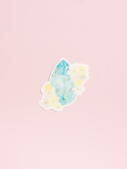 aquamarine gemstone birthstone floral sticker
