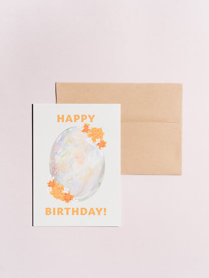 october opal gemstone birth stone birthday card with kraft envelope